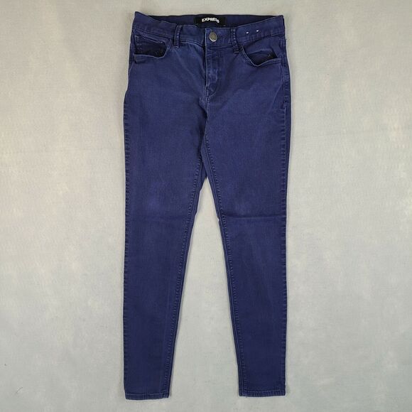 Express Women's Legging Skinny Jeans Size 2 R‎ 28x28.5 Blue Low Rise - Picture 1 of 11